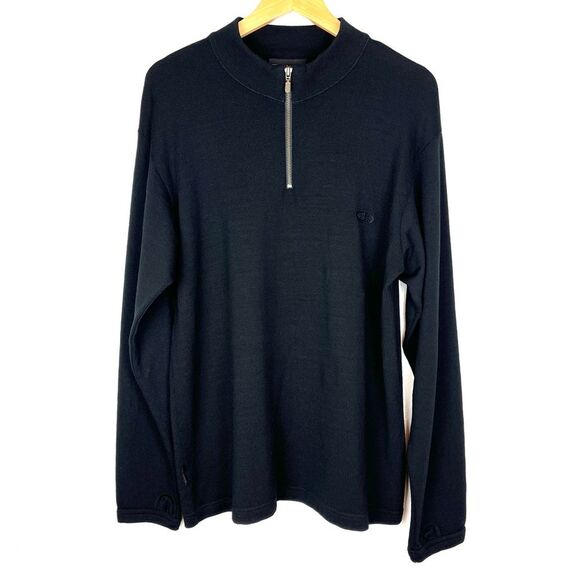 Icebreaker New Zealand Merino Wool Quarter Zip Black Sweater Thumbholes size XL - Picture 1 of 8